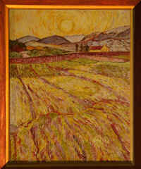 Particolare del quadro di Van Gogh "Campo recintato e sole nascente"