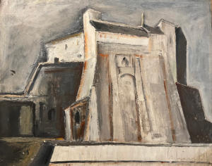 Gianni Brusamolino: il Castello di Cassano 1956 olio su tela cm 65 x 83
