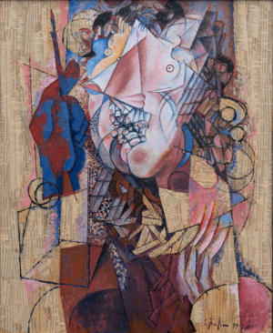 Gianni Brusamolino: Re guerriero pittore (1999 - 2000) tecnica mista su tela  cm 100 x 80 