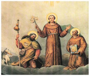 S. Rocco, S. Antonio, S. Bernardino, rappresentati dal Miolato