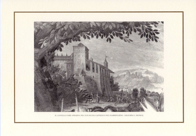 Il Castello come appariva nel XVII secolo (affresco del Fiamminghino - Oratorio S. Dionigi)