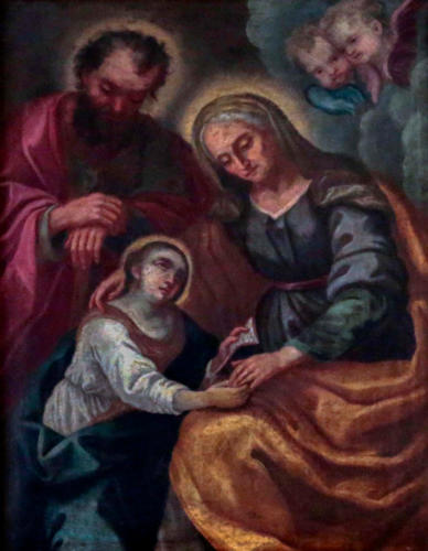 Santo Anna e Gioachino con Maria - Olio su tela cm 73 X 96