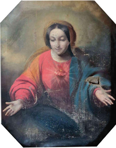 S. Cuore di Maria Immacolata - Olio su tela ottagonale cm 114 X 87